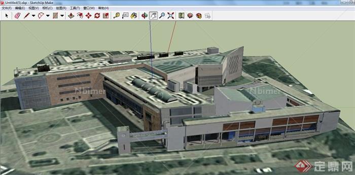 某现代厂区办公楼建筑设计SU模型