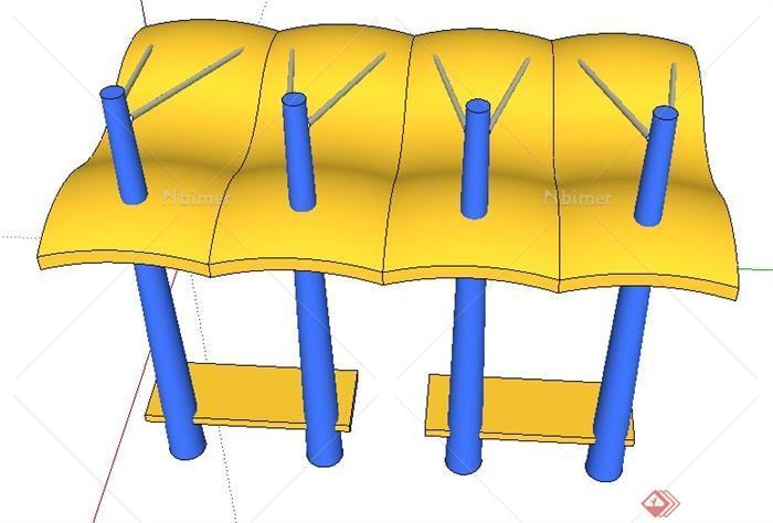 现代景观节点单边廊架设计SU模型