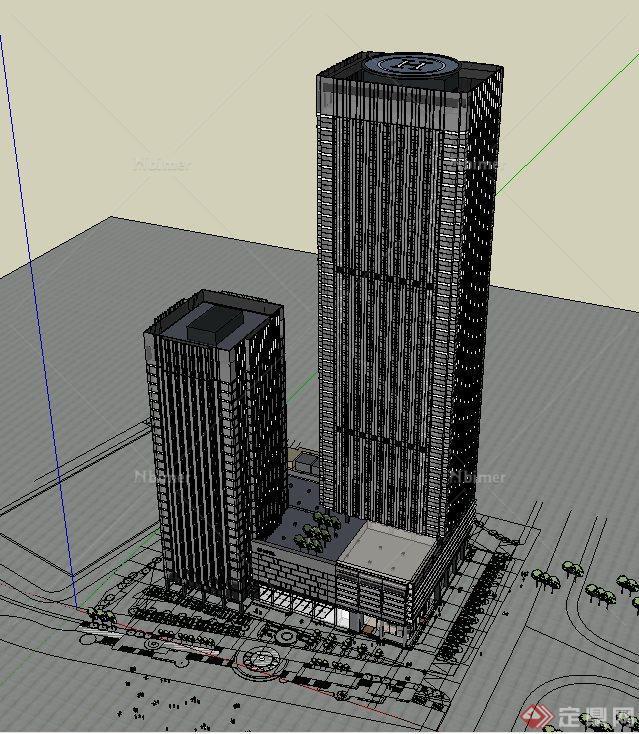 某办公酒店综合建筑设计SU模型