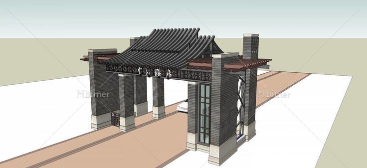 中式大门(58707)su模型下载