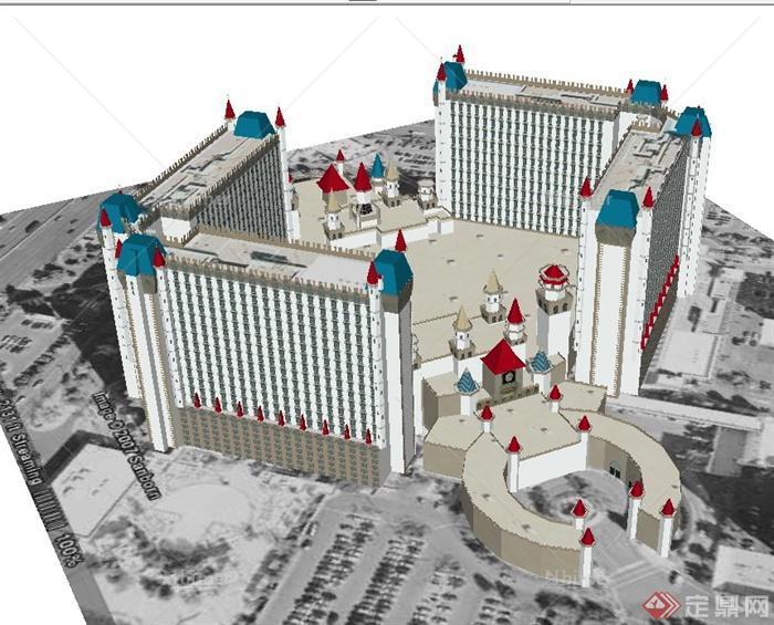 拉斯维加斯神将赌场建筑设计SU模型