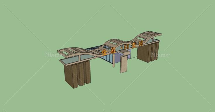 景观-小区入口(80011)su模型下载