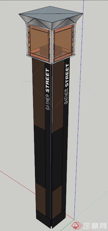 一个灯柱标志柱设计SU模型