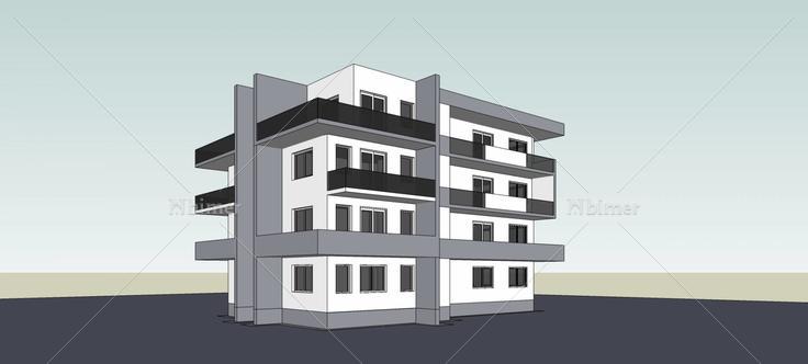 现代多层住宅楼(76979)su模型下载