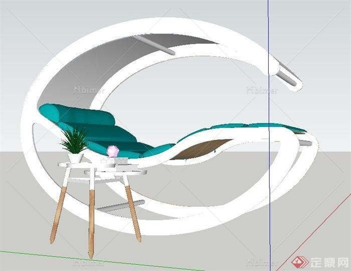 现代创意椭圆形躺椅设计SU模型