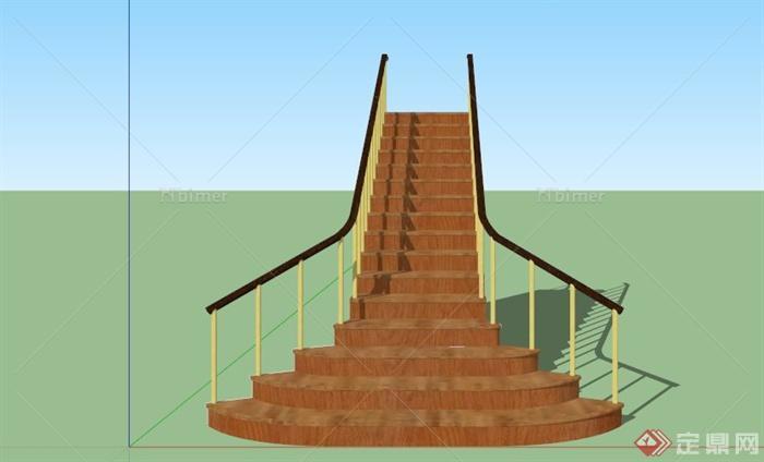 现代简约木楼梯设计SU模型