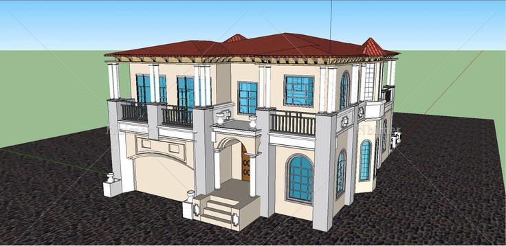 1019欧式别墅农村别墅乡村别墅02(199861)su模型
