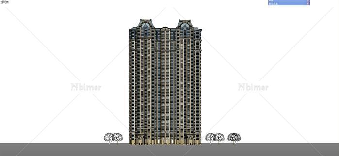 法式风格高层住宅公寓建筑设计方案su模型[原创]