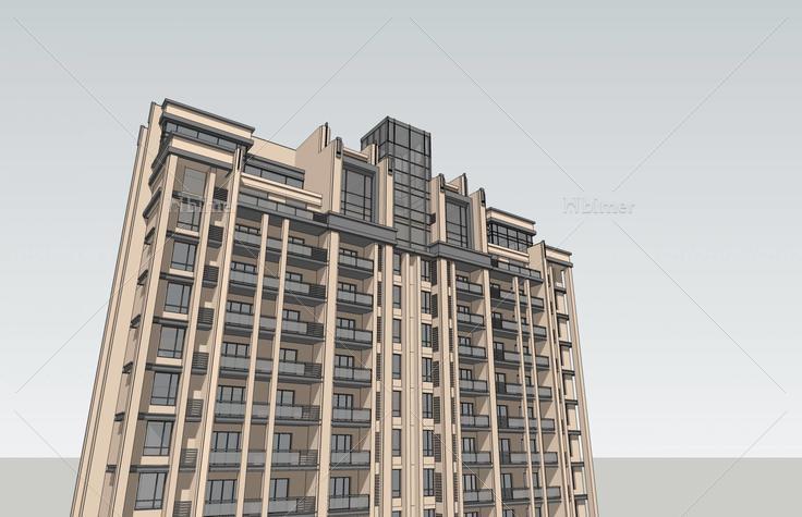 新古典风格高层住宅楼(42298)su模型下载