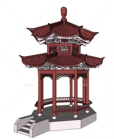 代发会员6300精致中国古建小亭模型