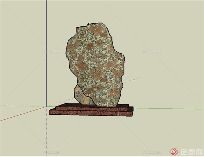 某小区标志景石石头设计su模型