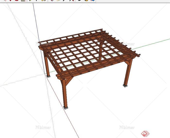 某现代风格独特木质廊架SU模型[原创]