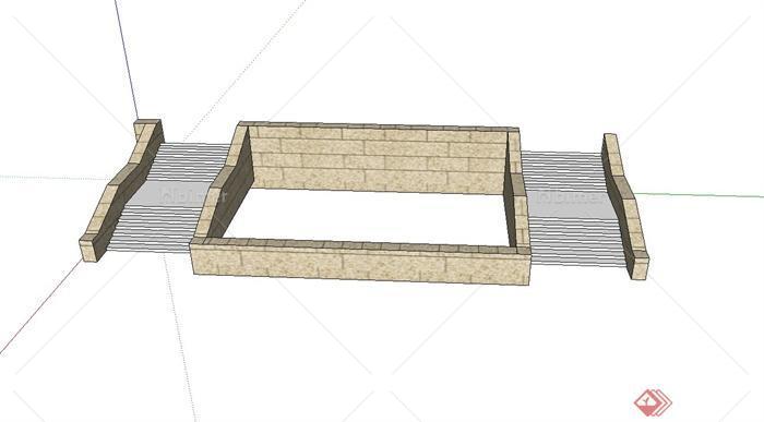 双台阶走廊设计su模型