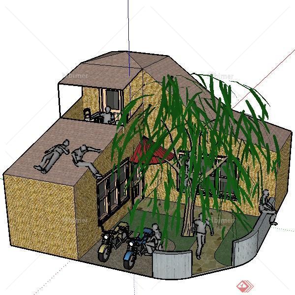 简单的房屋和树组合设计SU模型