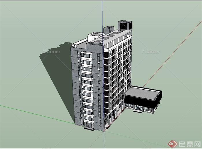 某现代风格信凯电子厂办公楼建筑设计SU模型[原创