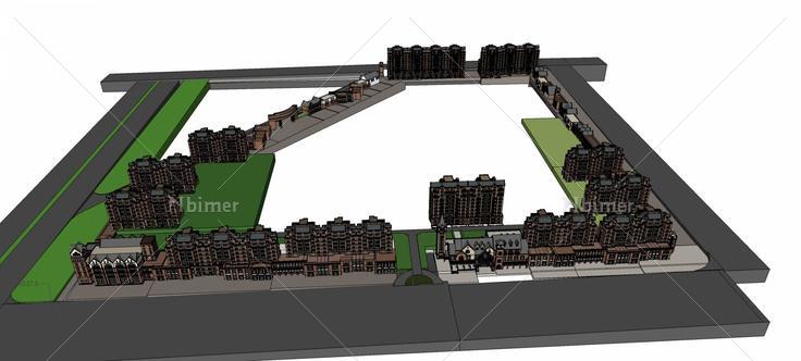 英式商业住宅小区(76592)su模型下载