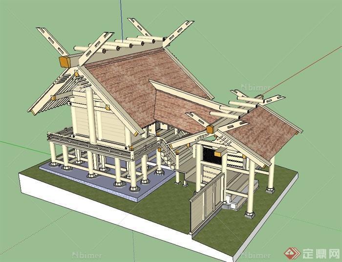 某日本古建筑设计SU模型1