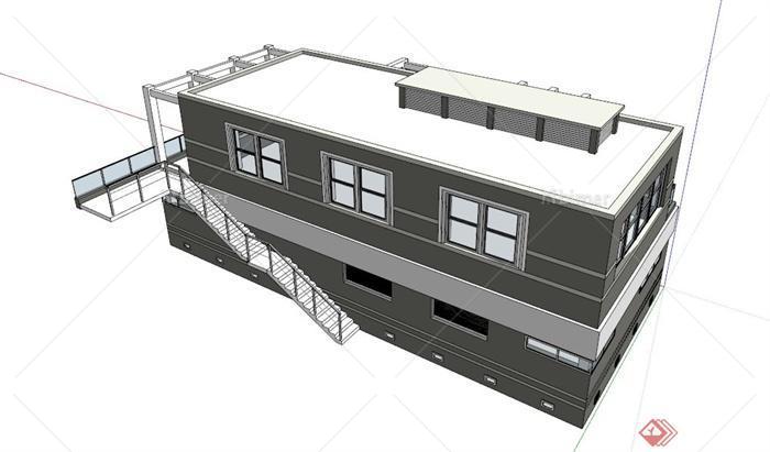 双层公厕建筑设计SU模型