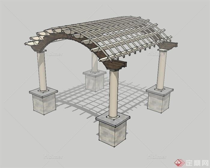 某欧式风格详细拱形廊架设计su模型[原创]