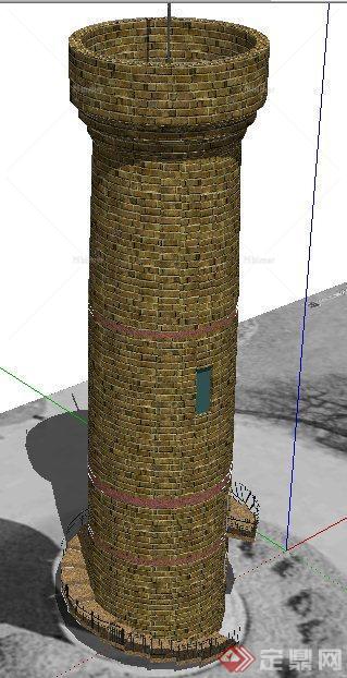 现代圆柱塔楼su模型