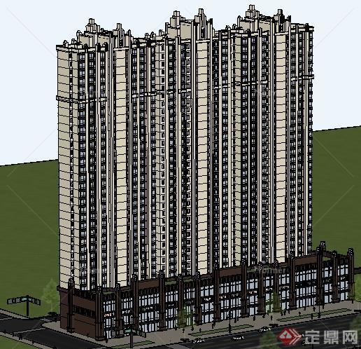 某T字路口商住建筑设计SU模型