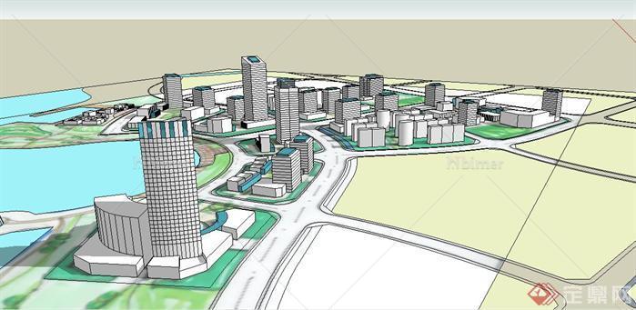 某城市区域规划设计方案SketchUp(SU)3D模型[原创