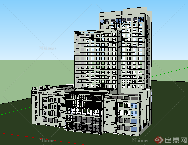 某现代风格宾馆酒店建筑设计SU模型素材27