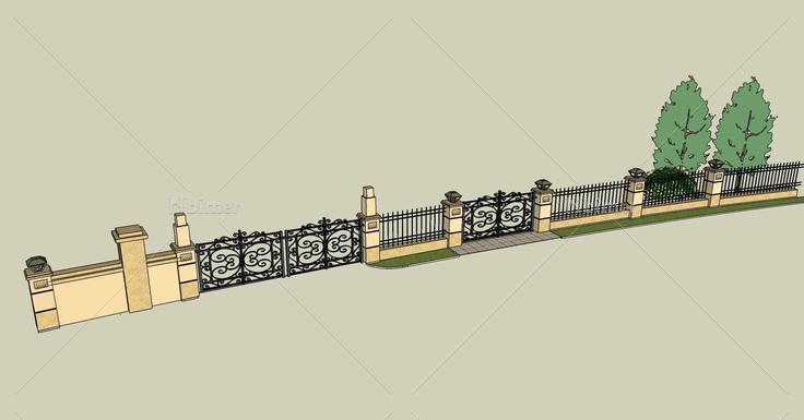 建筑构件-围墙(70833)su模型下载