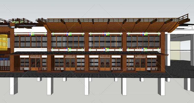 陕西丝路风情商业街-韩国馆(71361)su模型下载