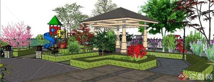 现代风格休闲庭院花园景观设计su模型