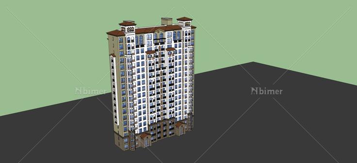 欧式高层住宅(64566)su模型下载