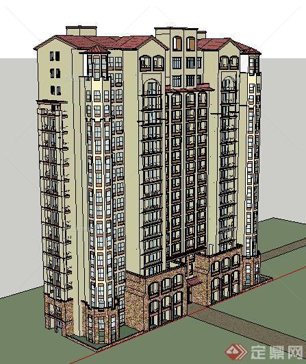 某地欧式风格住宅建筑设计方案SU模型