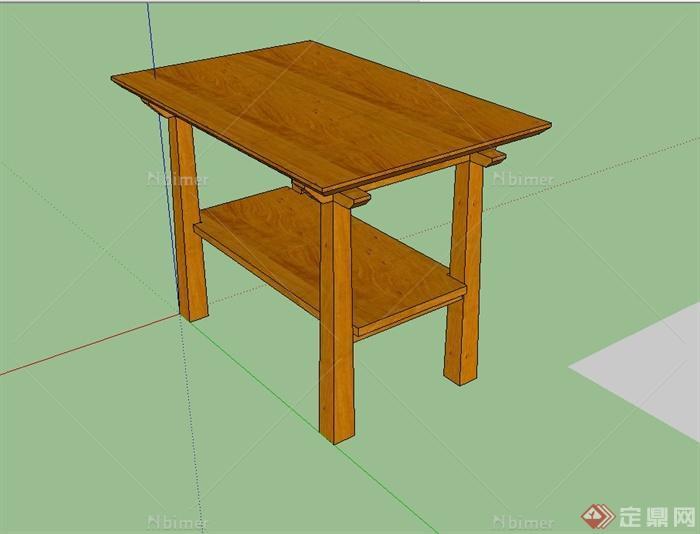 某现代中式风格木质桌子设计su模型[原创]