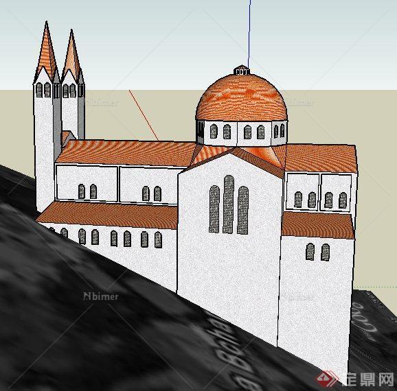 欧式山地城堡建筑设计su模型