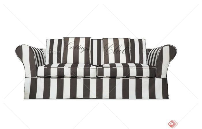 现代黑白条纹沙发设计SU模型[原创]