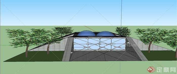 某现代防震单层建筑设计SU模型