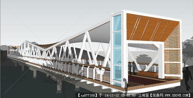 钢构景观廊桥SU精致设计模型