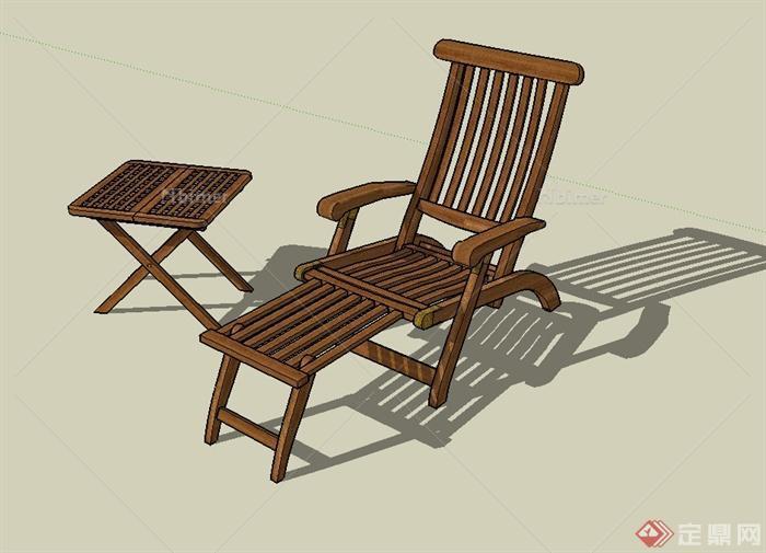 某现代风格木质详细躺椅设计su模型[原创]