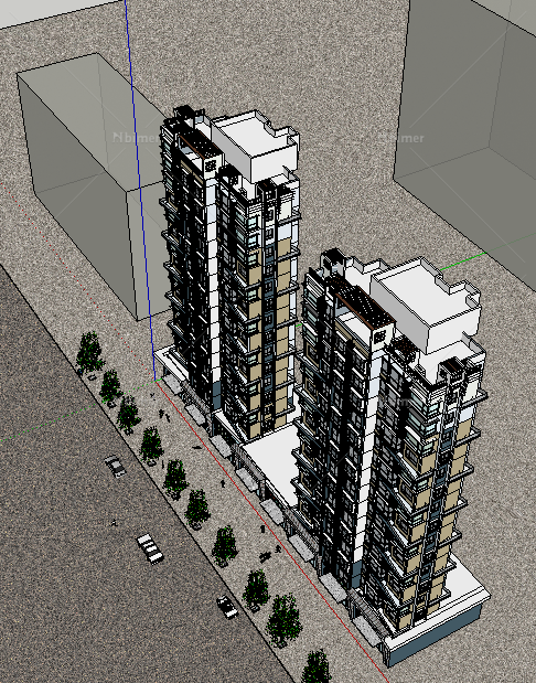 小区高层商业住宅建筑设计su模型[原创]