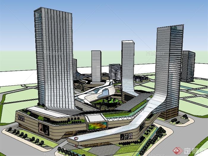 某城市现代风格综合体建筑设计SU模型