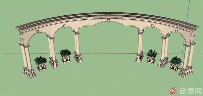 简欧式柱廊设计SU模型