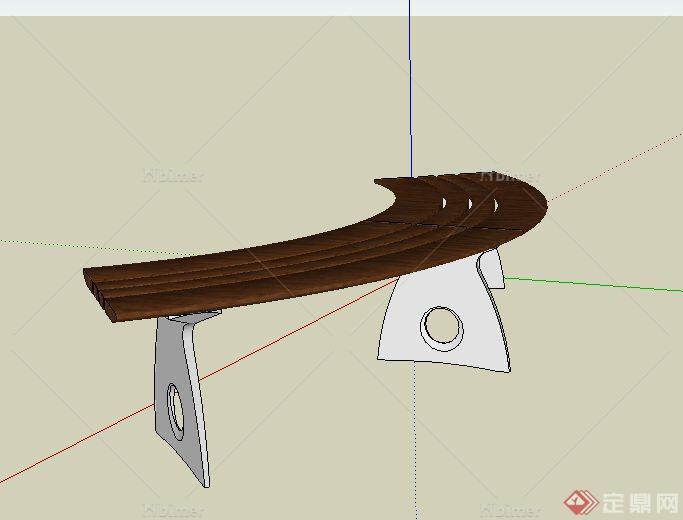 弧形简易坐凳设计SU模型[原创]