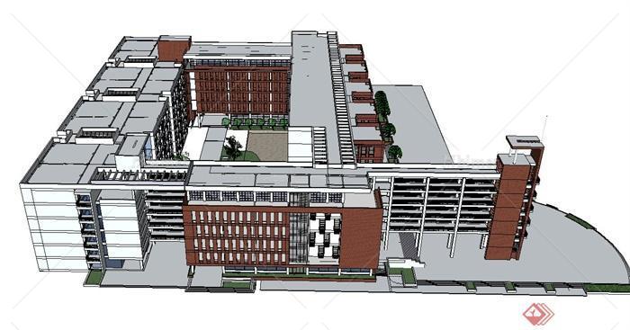 现代某六层学校教育建筑设计SU模型