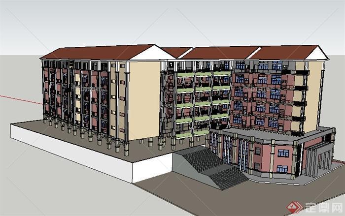 某中小学教学建筑设计SU模型参考