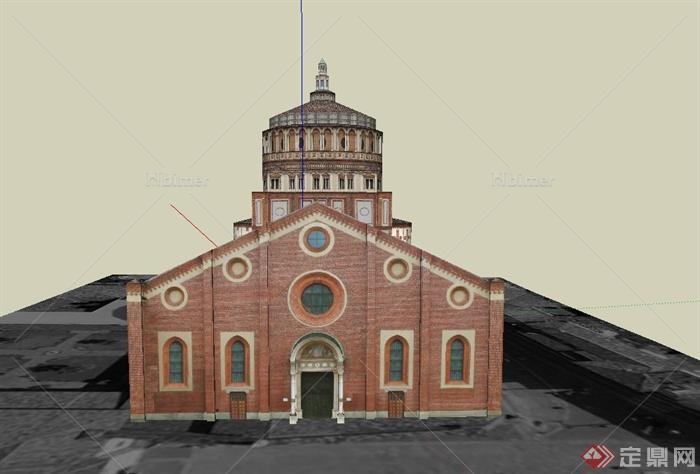 某欧式多层组合式教堂建筑设计SU模型