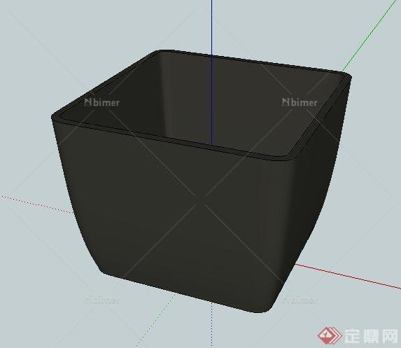 简约黑色花钵su模型[原创]