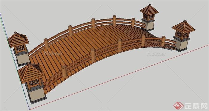 一个木拱桥设计SU模型