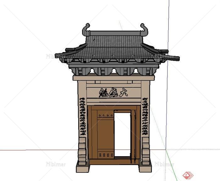 某古典中式风格住宅入户门设计SU模型