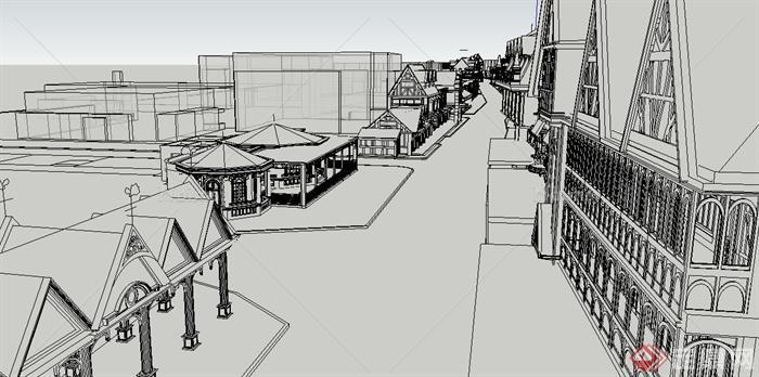 某地欧式风格商业街商业建筑设计Su模型