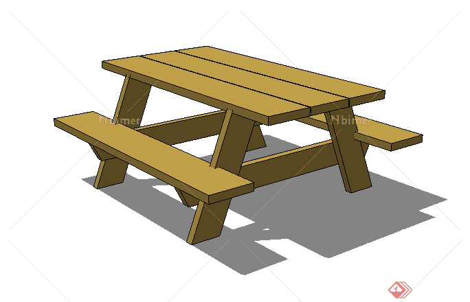 某现代风格花园木质坐凳SU模型设计